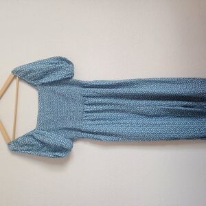 Elegant Blue Puff Sleeve Dress